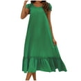 thumbnail image 1 of YuXingFu Semi formal Dresses for Women Maxi Crew Neck Plus Size Womens Dress Short Sleeve Solid Color Long Casual Summer Green M, 1 of 5