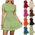 thumbnail image 1 of YuXingFu Spring Wedding Guest Dress Maxi Short Sleeve Plus Size Womens Dress Crew Neck for Spring Long Casual Summer Black S, 1 of 6