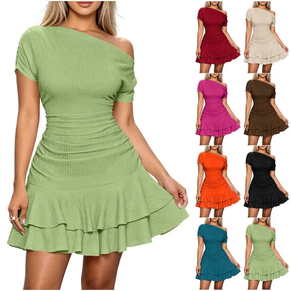 YuXingFu Spring Wedding Guest Dress Maxi Short Sleeve Plus Size Womens Dress Crew Neck for Spring Long Casual Summer Black S