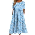 thumbnail image 1 of YuXingFu Summer Dresses for Women Plus Size Short Sleeve Round Neck Maxi Dress Floral Pleated Romantic and Semi-formal for Evening Multicolor S, 1 of 7