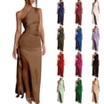 thumbnail image 1 of YuXingFu Summer Dresses with Sleeves Casual Maxi Scoop Neck Plus Size Womens Dress Sleeveless Solid Color Long Casual Summer Green S, 1 of 7