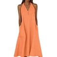 thumbnail image 1 of YuXingFu Sundresses for Women Midi Cotton Maxi V Neck Plus Size Sleeveless Maxi Casual Summer Orange L, 1 of 8