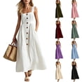 thumbnail image 1 of YuXingFu Sundresses for Women Plus Size Mid-Length V-Neck Plus Size Womens Dress Sleeveless Button Casual Summer Black S, 1 of 9