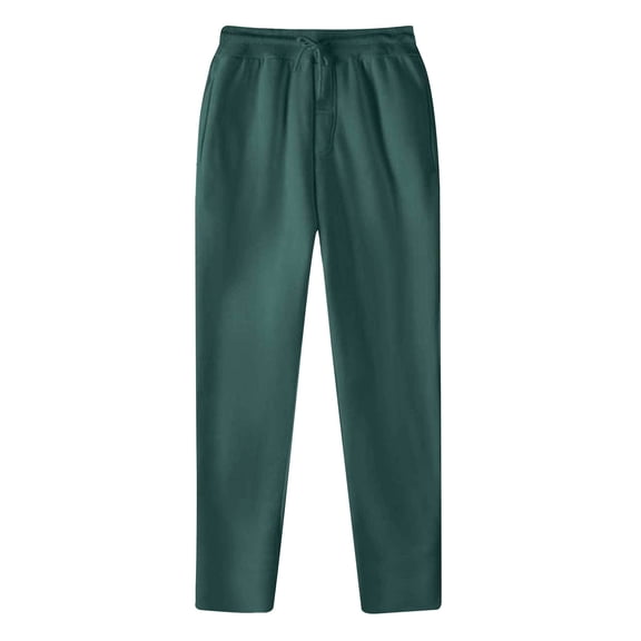 YuXingFu Sweatpants for Women Plus Size with Pockets Straight Leg Men's Drawstring Elastic Waist Solid Color Casual Sweat Length Pants Green XXL