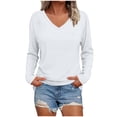 thumbnail image 1 of YuXingFu Tank Tops for Women V-Neck Pleated Ruffle Hem Long Sleeve for Casual Loose Fit Tees Tops White S, 1 of 7