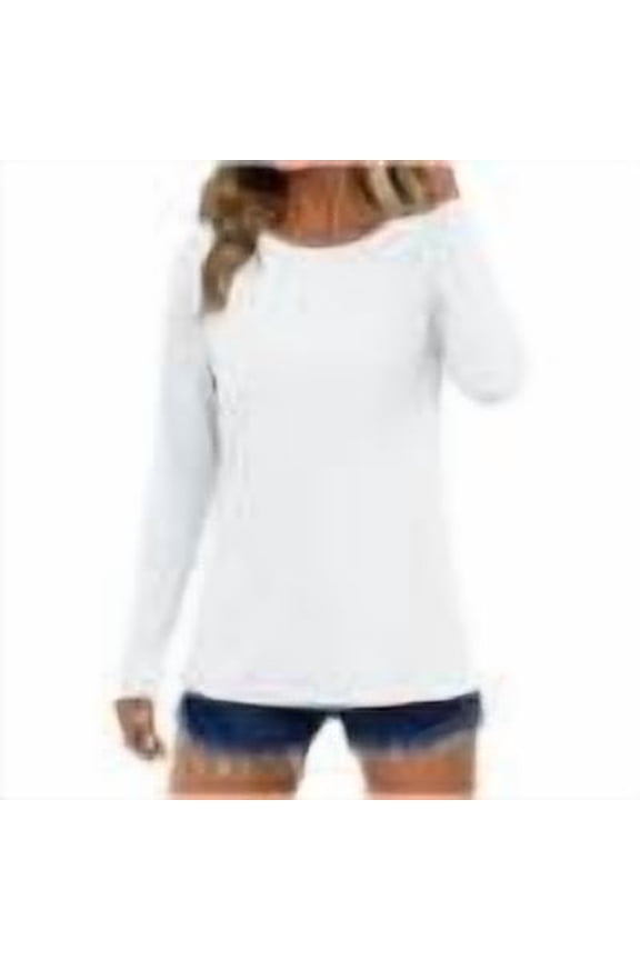 Tops for Women Dressy Fitted Crew Neck Long Sleeve Circle Tops - Self Tie for Summer White XXL