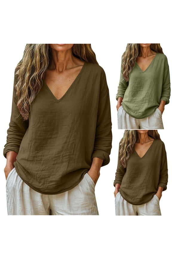 Tops for Women Trendy Sexy Plus V-Neck Long Sleeve Bodycon Tops - Ruffle Flounce Silk for Party Army Green M