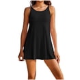 thumbnail image 1 of YuXingFu Wedding Guest Dresses for Women Mid-Length Crew Neck Plus Size Womens Dress Sleeveless Solid Color Casual Summer Black S, 1 of 7