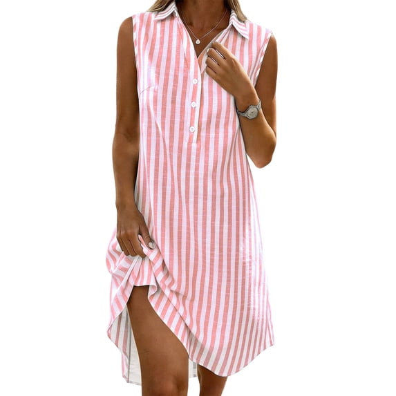 YuXingFu Woman Cotton Maxi Dresses V Neck Plus Size Womens Dress Sleeveless 100% Cotton Dresses for Women Casual Summer Pink XL