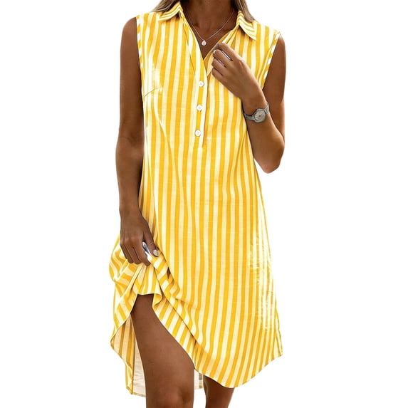 YuXingFu Woman Cotton Maxi Dresses V Neck Plus Size Womens Dress Sleeveless 100% Cotton Dresses for Women Casual Summer Yellow L
