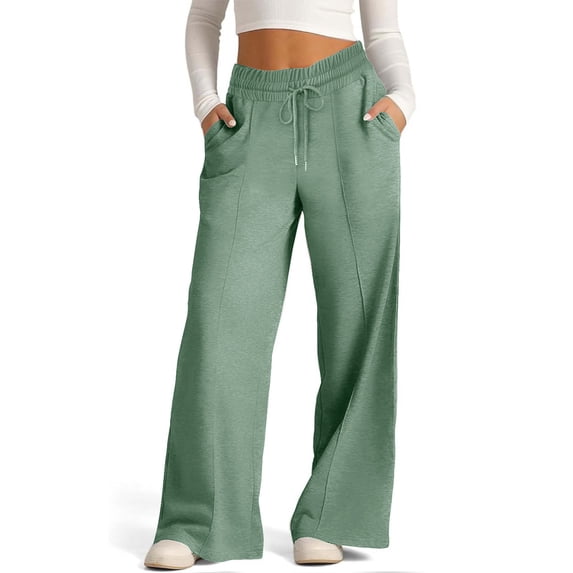 YuXingFu Women Wide Leg Cargo Pants Wide Leg Jeans Capris Yoga Cropped Pants Women Trousers Full Pants Casual Straight Solid Color Loose Casual Wide Leg Pants Green XL