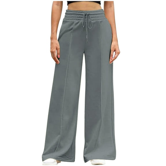 YuXingFu Women Wide Leg Cargo Pants Wide Leg Jeans Capris Yoga Cropped Pants Womens Casual Solid Color Pants Straight Wide Leg Trousers Pants Gray M