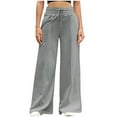 thumbnail image 1 of YuXingFu Women Wide Leg Cargo Pants Wide Leg Jeans Capris Yoga Cropped Pants Womens Casual Solid Color Pants Straight Wide Leg Trousers Pants Silver S, 1 of 6