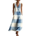 thumbnail image 1 of YuXingFu Womens 100% Cotton Dresses Maxi V Neck Plus Size Sleeveless Maxi Casual Summer Multicolor#8 M, 1 of 8