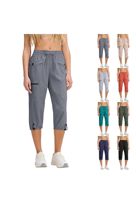 Womens Capri Pants for Women with Pockets Straight Cigarette Low 7/12th - Raw Hem Office Mint Green S