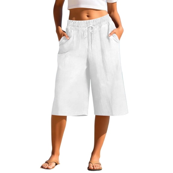 YuXingFu Womens Cargo Pants Women Petite Relaxed Palazzo - Cargo Pocket Summer White M