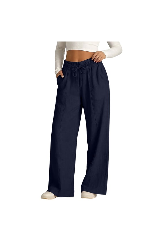Womens Cargo Pants Women Work Cropped Chino Smocked Waist - Button Fly Weekend Navy S