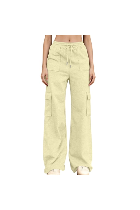 Womens Cotton Pants Plus Size Straight Cigarette - Raw Hem Office Beige S
