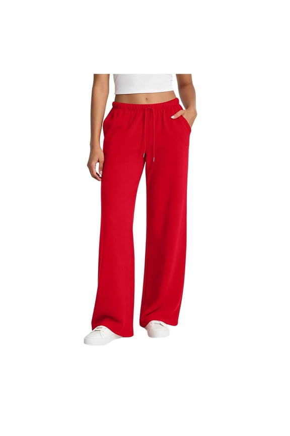 Womens Cotton Pants for Women Boho Cropped Legging - Cuffed Hem Spring Red S