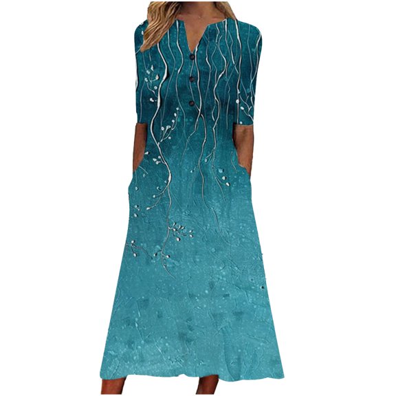 YuXingFu Womens Dresses Summer Casual Maxi V-Neck Plus Size Womens Dress Short Sleeve Everyday Long Casual Summer Multicolor XXL