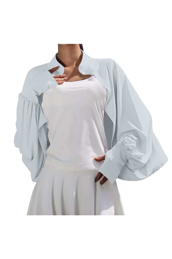 Womens Ice Silk Cape Cardigan - Lightweight Breathable Sun Protection Silver Free Size