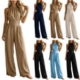 thumbnail image 1 of YuXingFu Womens Jumpsuits for Women Casual Petite Cropped Dress Pants - Cargo Pocket Summer White S, 1 of 7