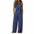 thumbnail image 1 of YuXingFu Womens Linen Pants Set Women Bootcut Yoga Smocked Waist - Distressed Work Navy S, 1 of 7
