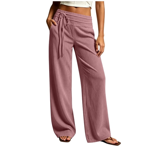 YuXingFu Womens Linen Pants Women Petite Skinny Capri - Back Pocket Winter Pink XXL
