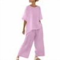 thumbnail image 1 of YuXingFu Womens Linen Pants Women Tall Slim Khaki Low Rise - Side Pocket Spring Pink L, 1 of 9