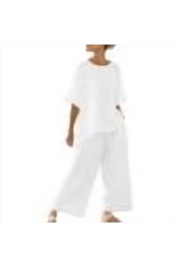 Womens Linen Pants Women Tall Slim Khaki Low Rise - Side Pocket Spring White M