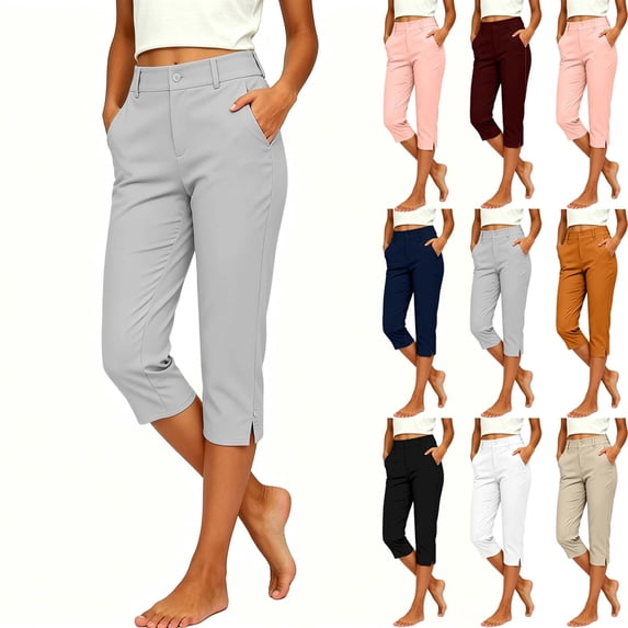 YuXingFu Womens Pants for Women Casual Straight Cigarette - Raw Hem Office Khaki XXL