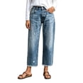 thumbnail image 1 of YuXingFu Womens Pocket Straight Jeans - Button Zip Denim Cropped Length Blue S, 1 of 8