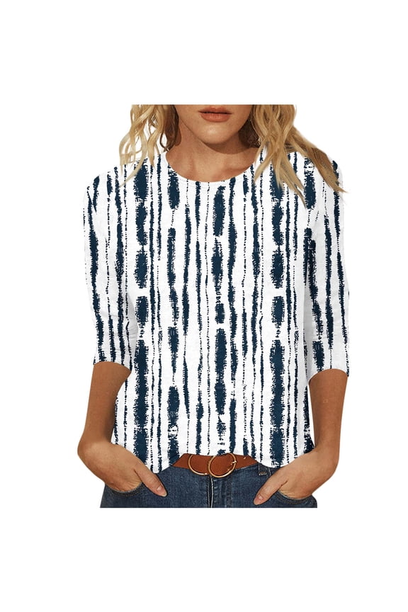 Womens Sexy Tops for Women Crew Neck Circle Tops - Split Hem Linen Summer Dark Blue XL