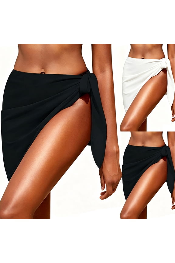 Womens Skirts for Girls Mini Circle Side Elastic Waist Skirt - Ruffle Accent Cotton Linen Tulle Spring Black Free Size