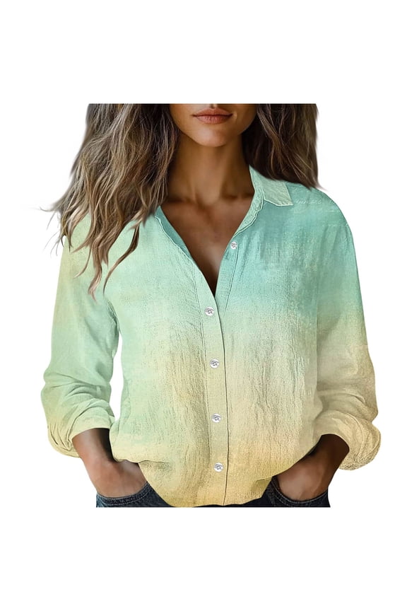 Womens Tops Summer Plus Size 3/4 Sleeve Collared Circle Tops - Tiered Layers Suede for Vintage Multicolor S