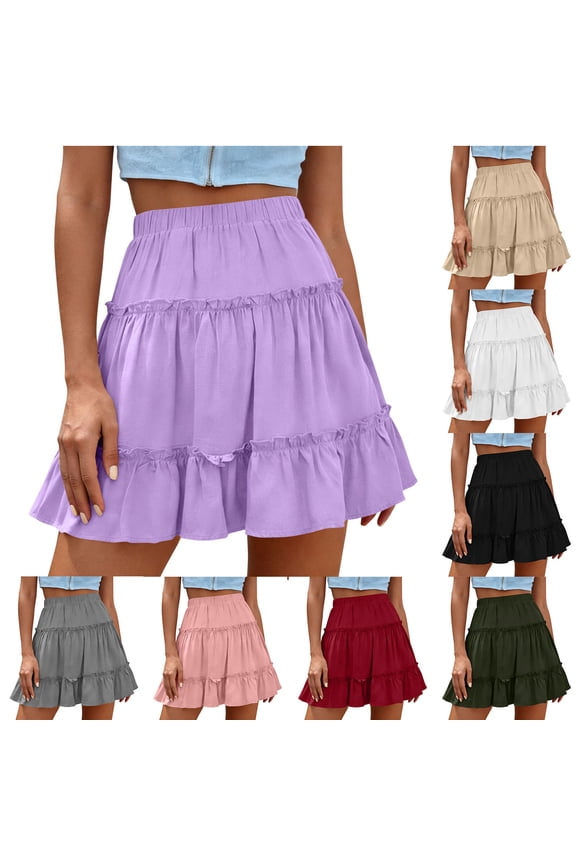 Womens Womens Skirts Maxi Mini Circle Paperbag Waist Skirt - Ruffle Cascade Jean Tulle Winter Purple S