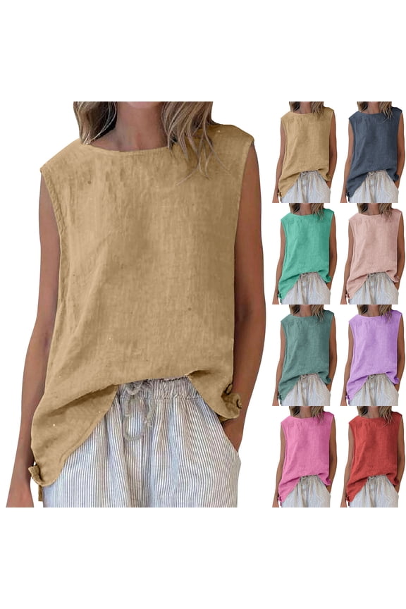 Workout Tops Pack Sleeveless Crew Neck Circle Tops - Ruffle Flounce for Retro Red S