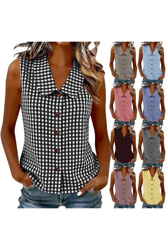 Workout Tops for Women Sleeveless Collared Circle Tops - Pleated Detail for Boho Navy S