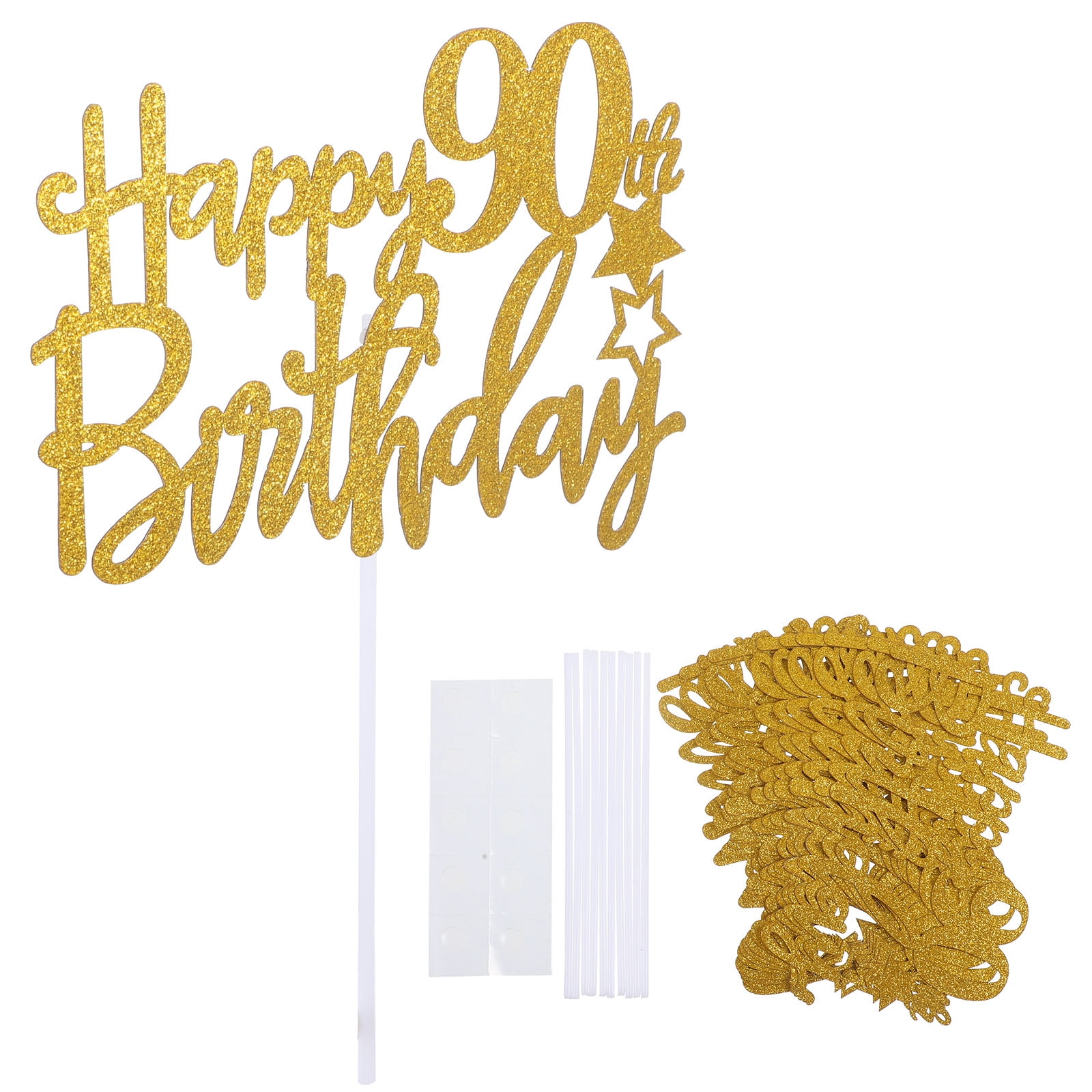 YuYiSan 10pcs Glitter 90th Birthday Centerpiece Cake Sticks Cake Inserted Ornaments