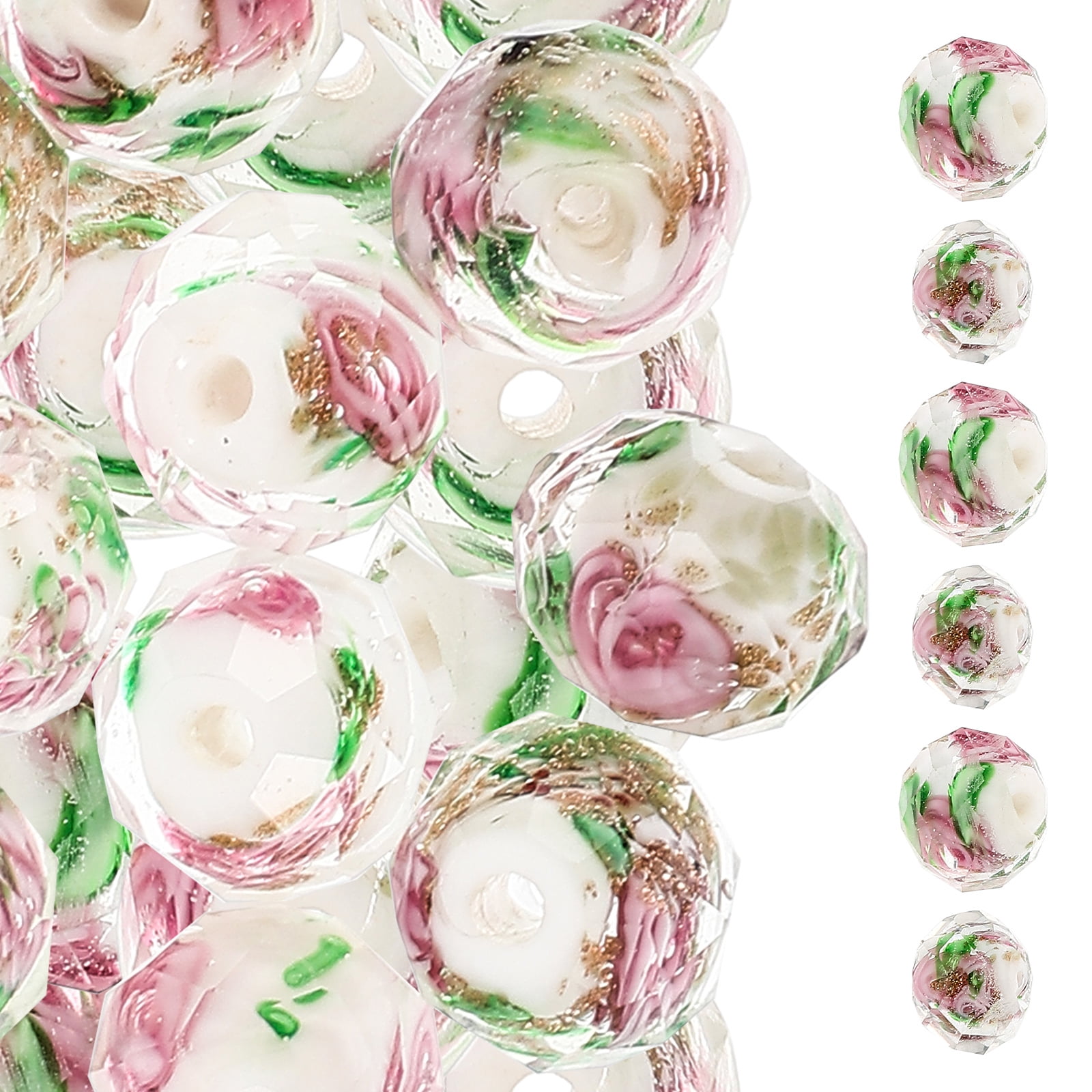 YuYiSan 40pcs DIY Beads Coloured Flower Pattern Loose Beads for Bracelets Jewelry Making