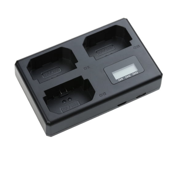 YuYoulan Camera Battery Charger Station with 3 Charging Bays and LCD View for Travel
