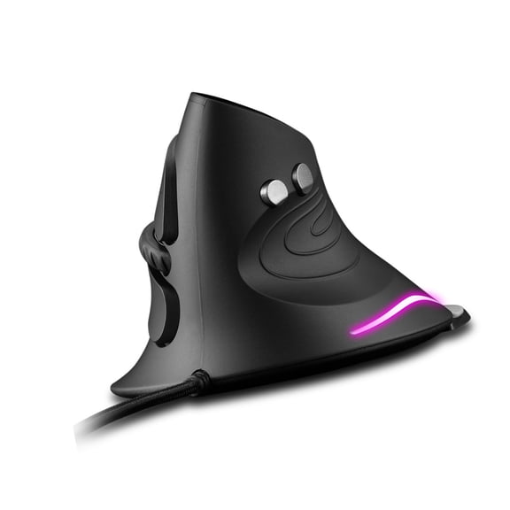 YuYoulan Corded Vertical Mouse with Programmable Buttons and 4-Level 800-3200DPI Control, Color Indicator, Detachable Wrist Rest for Office Work Ergonomic
