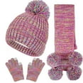 thumbnail image 1 of YuYuBao Baby Hats With Double Poms Soft Childrens Hats + Scarf + Gloves 3 Piece Thermal Thick Warm Suits, 1 of 7