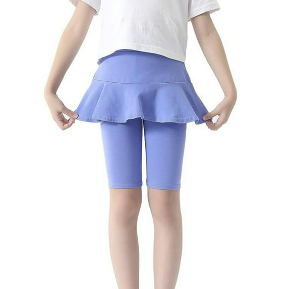 YuYuBao Kids Girls Leggings With Skirts Knee Length Summer Ruffle Pants Stretchy Athletic Skinny Pants
