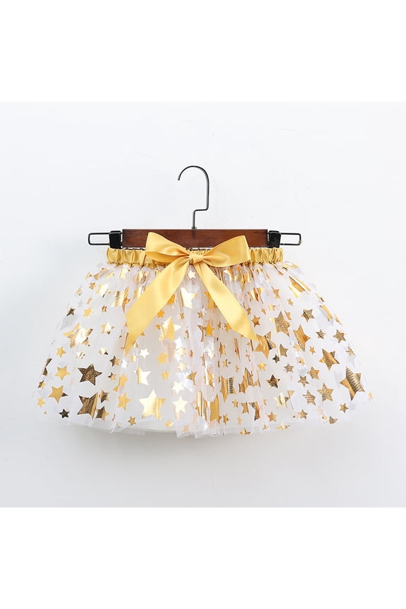 Kids Girls Tulle Tutu Skirts Holiday Party Ballet Skirts Kids Girls Party Star Sequin Tulle Dance Skirts