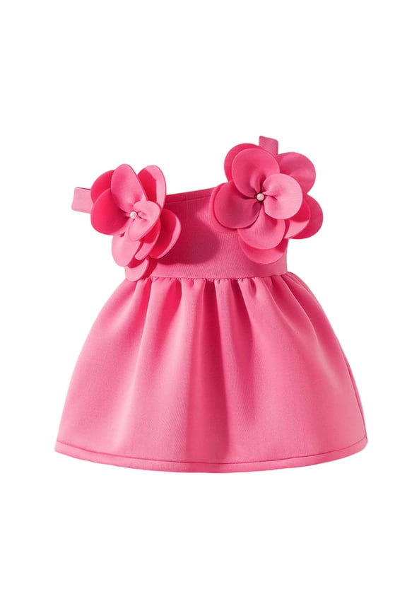 Baby Girls Dress Off Shoulder Sleeveless Solid Color Bowknot Party Dresses Kids Girls Flowers Pageant Ball Gowns Formal Princess Dress , 3-4 Years