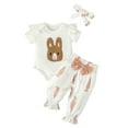 thumbnail image 1 of YuYuBao Girls Sets Short Sleeve Easter Rabbit Embroider Romper + Pants + Headbands 3pcs Outfits, 1 of 7