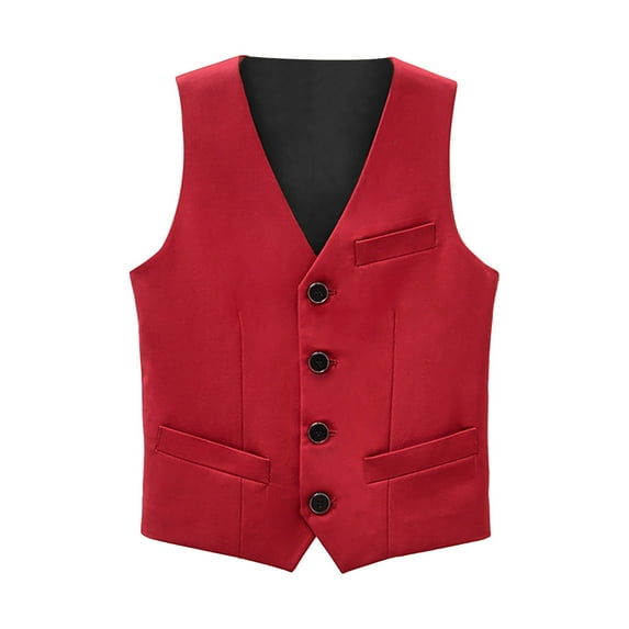 YuYuBao Toddler Boys Formal Suit Vest Solid 4 Button Formal Suits Single- Birthday Vests Waistcoats