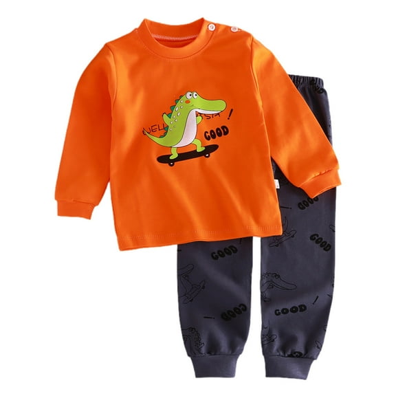 YuYuBao Toddler Boys Pajamas Autumn long sleeve Sleepwear Cartoon dinosaur Print 2 Piece Pjs Sets Kids boys warm spring Classic Loungewear, 3-4 Years