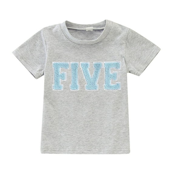 YuYuBao Toddler Boys Tshirts Summer Short Sleeve 1st Birthday Letter Embroidery T-Shirts Kids Boys Girls Gift Tops